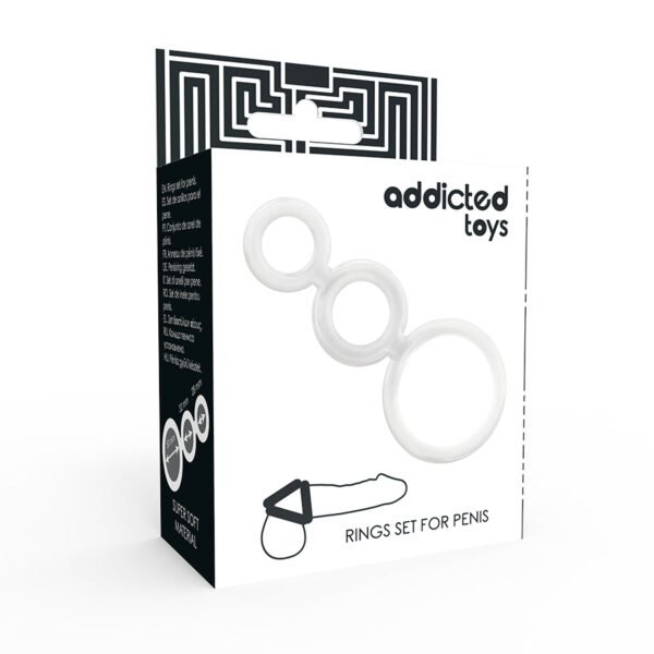 ADDICTED TOYS SET ANILLOS PENE Y TESTICULOS CLEAR